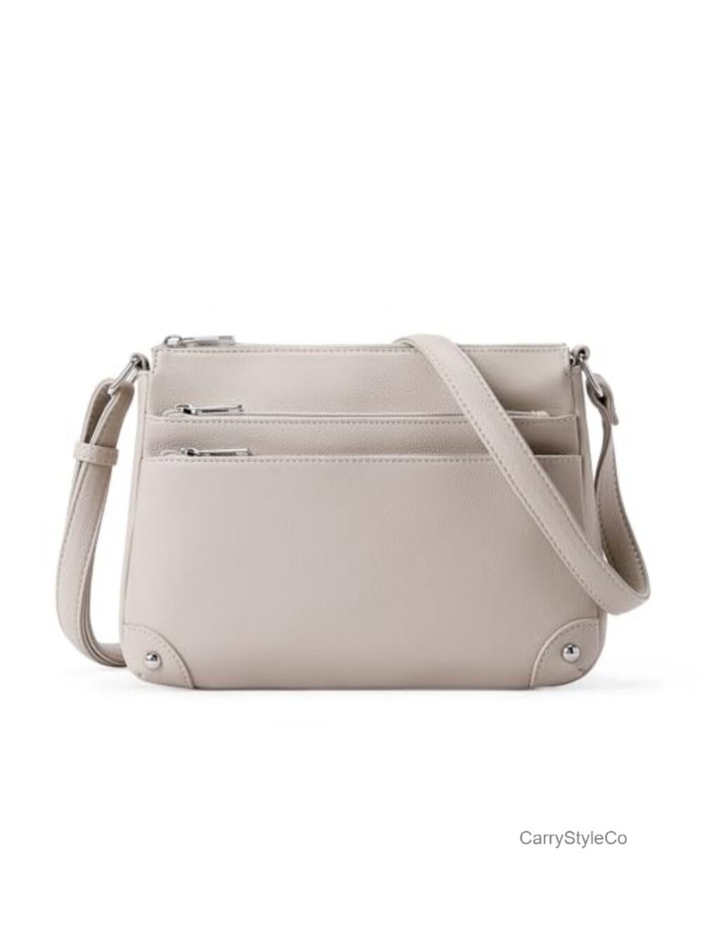 Vegan Leather Crossbody Bag with Multi Zipper Pocket, Medium Satchel Purse
